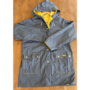 Vintage Lacoste PVC Rain Jacket | Navy/Yellow | Hooded | Size M | Made in Taiwan